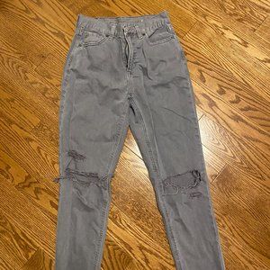 Ripped grey mom jeans